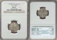 William III 6 Pence 1697-B MS62 NGC, Bristol mint, KM496.2, ESC-1266 (R; prev. 1568). Tied for the finest graded of the date within the NGC census, an...