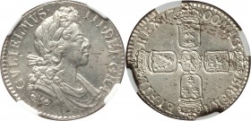 William III Shilling 1700 MS64 NGC, KM504.1, S-3516. Boldly rendered and shimmering white with a level of detail that can hardly be considered typical...