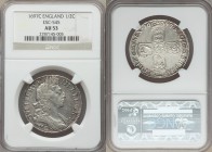 William III 1/2 Crown 1697-C AU53 NGC, Chester mint, KM491.9, S-3489. Scarcer provincial mint. Lightly circulated with nearly full detail remaining. F...