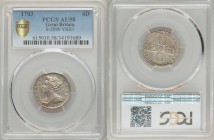Anne "Vigo" 6 Pence 1703 AU58 PCGS, KM516.1, S-3590. A coveted one-year type from this popular series minted from silver seized at Vigo Bay, largely t...