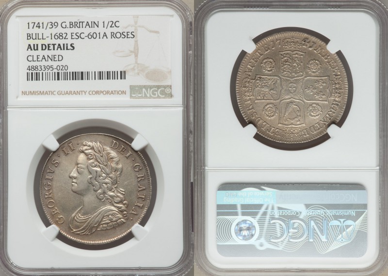 George II 1/2 Crown 1741/39 AU Details (Cleaned) NGC, KM574.3, ESC-1682 (prev. 6...