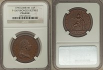 George III bronzed Proof Restrike 1/2 Penny 1790 PR63 Brown NGC, Peck-1007 (R). By Droz. Splendidly choice and richly chocolaty, notably few marks or ...