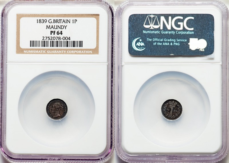 Victoria 4-Piece Certified Proof Maundy Set 1839 NGC, 1) Penny - PR64, KM727 (li...