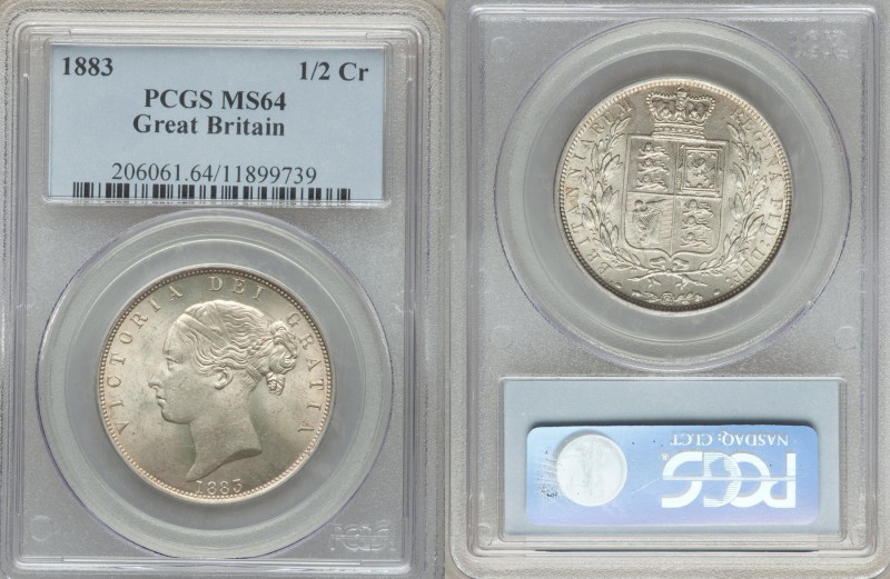 Victoria 1/2 Crown 1883 MS64 PCGS, KM756, S-3889. A sculpturesque piece that ver...