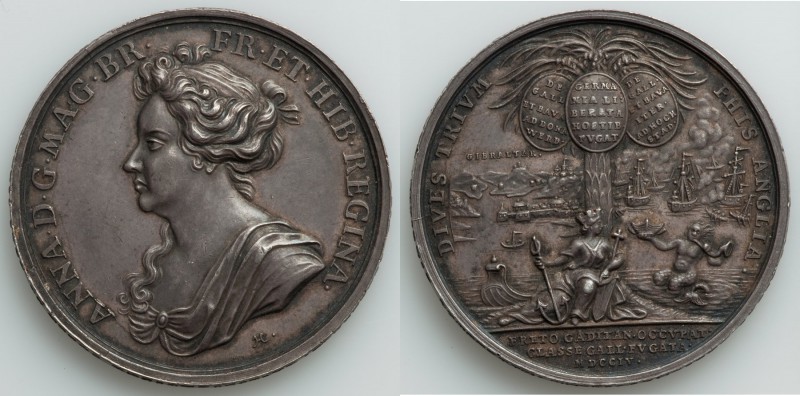 Anne silver "British Victories" Medal 1704 AU/UNC, Eimer-411, MI-II-270/70. 40mm...