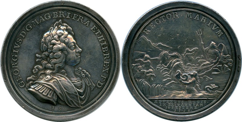 George I silver "Arrival in England" Medal 1714 AU (cleaned), Eimer-466, MI-II-4...