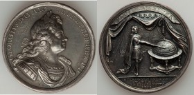 George I silver "Treaty of Passarowitz" Medal 1718 AU, Eimer-479, MI-II-437/39. By J. Croker. An enticing metal of high production quality (save for a...