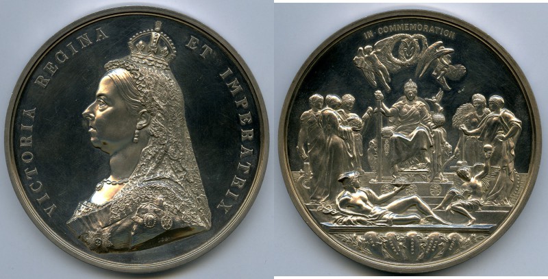 Victoria silver "Golden Jubilee" Medal 1887 UNC (cleaned), Eimer-1733b, BHM-3219...