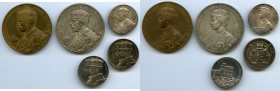 George V 5-Piece Lot of Medals UNC, 1) Coronation, silver (51mm) 1911, Eimer-1922a 2) Coronation, bronze (51mm) 1911, Eimer-1922a 3) Coronation 1911 (...