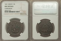 John Kapodistrias 10 Lepta 1831 UNC Details (Corrosion) NGC, KM8. A type which rarely, if ever, enters into the Mint State level--this being the singl...