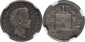 Othon 1/4 Drachma 1834-A MS62 NGC, Paris mint, KM18. A conditional rarity to be sure, the fields a hearty gunmetal with strong charcoal elements, and ...