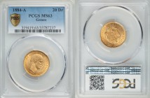 George I gold 20 Drachmai 1884-A MS63 PCGS, Paris mint, KM56. From the Costas Chionis Collection

HID09801242017