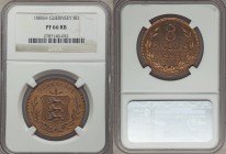 British Dependency Proof 8 Doubles 1885-H PR66 Red and Brown NGC, Heaton mint, KM7. Displaying deeply contrasting fields and devices that are quite at...