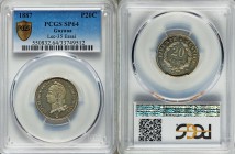 French Colony copper-nickel Specimen Essai 20 Centimes 1887 SP64 PCGS, KM-E2, Lec-35. A French colonial test strike which exhibits a slight frostiness...