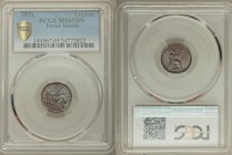 British Administration Lepton 1851 MS65 Brown PCGS, KM34. Flourishing radiant luster with hues of metallic blue define the surfaces of this outstandin...