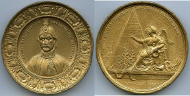 Ottoman Empire. Abdul Mejid cast gilt-bronze "Triple Alliance and Victory in the Crimean War" Medal 1854 XF, Dogan-6539. 71mm. 156.15gm. By L. S. Hart...
