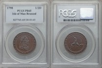 British Dependency. George III bronzed-copper Proof 1/2 Penny 1798 PR65 PCGS, KM10b. A beautifully aged mahogany Proof that admits traces of electric ...