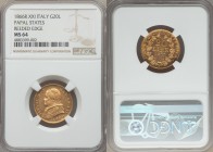 Papal States. Pius IX gold 20 Lire Anno XXI (1866)-R MS64 NGC, Rome mint, KM1382.2. Reeded Edge.

HID09801242017