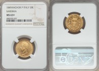 Sardinia. Carlo Alberto gold 20 Lire 1849 (Anchor)-P MS63+ NGC, Genoa mint, KM131.2. Exceptionally well struck with highly reflective fields.

HID0980...