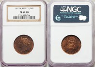 British Dependency. Victoria Proof 1/24 Shilling 1877-H PR64 Red and Brown NGC, Heaton mint, KM7. The obverse exhibits mostly red color with deep refl...
