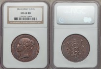 British Dependency. Victoria 1/13 Shilling 1844 MS64 Red and Brown NGC, KM3, S-7001. An incredibly lofty grade to be sure, the coin at hand revealing ...