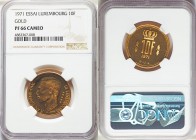 Jean gold Proof Essai 10 Francs 1971 PR66 Cameo NGC, KM-E8. Of outstanding technical quality, glossy fields flowing around an immensely sharp portrait...