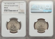 British Colony. Elizabeth II 50 Cents 1961 MS64 NGC, KM4.2. A seldom seen error variety featuring a reeded edge instead of the normal security edge. S...