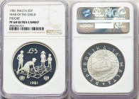 Republic silver Proof Piefort "Year of the Child" 5 Pounds 1981 PR68 Ultra Cameo NGC, Valcambi mint, KM-P1. Mintage: 177. Illustrating four children p...