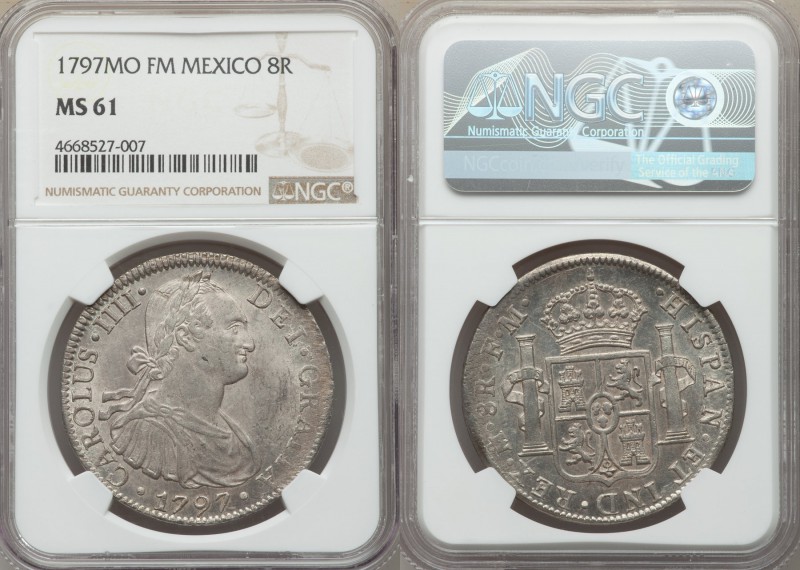 Charles IV 8 Reales 1797 Mo-FM MS61 NGC, Mexico City mint, KM109.

HID0980124201...