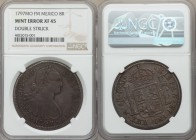 Charles IV Mint Error - Double Struck 8 Reales 1797 Mo-FM XF45 NGC, Mexico City mint, KM109. An intriguing error that is surprisingly difficult to loc...