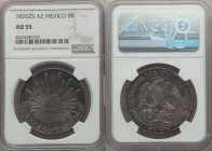 Republic 8 Reales 1826 Zs-AZ AU55 NGC, Zacatecas mint, KM377.13, DP-Zs02. Medal Axis. A sublime example of a year that is rarely seen in such a satisf...