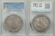 Republic 8 Reales 1835/3/1 Do-RM/RL MS62 PCGS, Durango mint, KM377.4, DP-Do12. A scarcer subtype according to Dunigan and Parker, characteristically e...