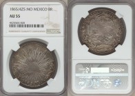 Republic 8 Reales 1865/4 Zs-MO AU55 NGC, Zacatecas mint, KM377.13, DP-Zs50 ("Rare"). Decently preserved with a shimmering chromatic burnt-sienna throu...