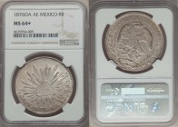 Republic 8 Reales 1876 Oa-AE MS64+ NGC, Oaxaca mint, KM377.11, DP-Oa21. Cap style of 1875. Some die streaking across the obverse with some particularl...