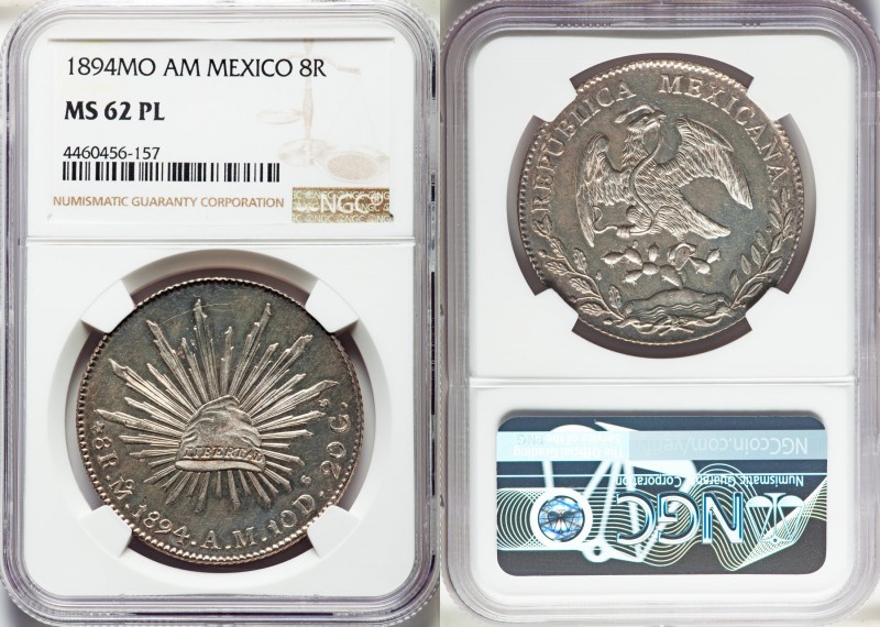 Republic 8 Reales 1894 Mo-AM MS62 Prooflike NGC, Mexico City mint, KM377.1, DP-M...