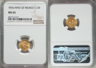 Republic gold 1/2 Escudo 1856/4 Mo-GF MS65 NGC, Mexico City mint, KM378.5.

HID09801242017