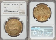 Republic gold 8 Escudos 1851/41 Ca-RG AU53 NGC, Chihuahua mint, KM383.1. A clear overdate, only light rubbed to the high points and with hints of deep...