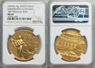 Estados Unidos gold "Centennial of Constitution" Medallic 50 Pesos ND (1957) MS64 NGC, KM-M122a. AGW 1.2057 oz.

HID09801242017