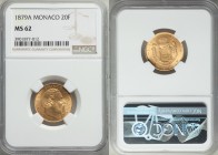 Charles III gold 20 Francs 1879-A MS62 NGC, Paris mint, KM98. AGW 0.1867 oz. 

HID09801242017