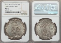 Utrecht. Provincial 3 Gulden 1793 MS63 NGC, KM117. Fully imbued with silky cartwheel luster, a strong example of the type and fully deserving of its c...