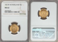 Willem I gold 5 Gulden 1827-B MS62 NGC, KM60. Aglow with full mint bloom, with bold detail and only minor hairlines in the fields.

HID09801242017