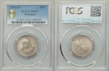 Republic 25 Centavos 1912-H MS65 PCGS, Heaton mint, KM14. Unusually fine and sublimely satiny for this typically well-circulated issue. 

HID098012420...