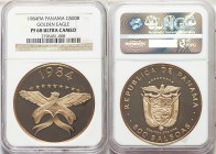 Republic gold Proof "Golden Eagle" 500 Balboas 1984-FM PR68 Ultra Cameo NGC, Franklin mint, KM101. Highly lustrous with deep mirror fields and abundan...