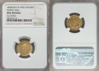 North Peru. Republic gold Escudo 1838-M UNC Details (Cleaned) NGC, Lima mint, KM160. A light wipe is evident in the obverse fields. The reverse exhibi...