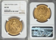 Republic gold 20 Soles 1863 LIMA-YB AU58 NGC, Lima mint, KM194. An example with significant luster remaining and a bold strike.

HID09801242017