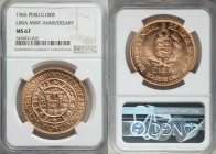Republic gold "Lima Mint Anniversary" 100 Soles 1965 MS67 NGC, KM243. A virtually flawless example of this commemorative type, with semi-prooflike fie...