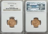 Republic gold 20 Zlotych 1925-(w) MS64 NGC, Warsaw mint, KM-Y33. Excellent, strong strike with an orange-gold chroma and good luster.

HID09801242017