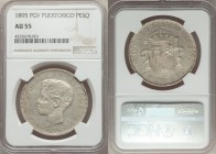 Spanish Colony. Alfonso XIII Peso 1895-PGV AU55 NGC, KM24. An important one-year type and the only Crown of the island. A few scattered light contact ...