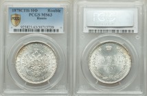 Alexander II Rouble 1878 CПБ-HФ MS63 PCGS, St. Petersburg mint, KM-Y25, Bit-92. Glistening white mint luster with a full strike and minor contact mark...
