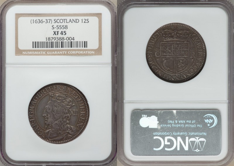 Charles I 12 Shillings ND (1637-1642) XF45 NGC, Edinburgh mint, Third (Briot's) ...